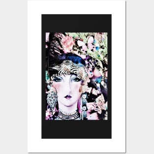 summer floral art deco flapper collage poster print 20s Posters and Art